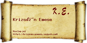 Krizsán Emese névjegykártya